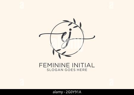 EJ beauty monogram and elegant logo design handwriting logo of initial signature, wedding, fashion, floral and botanical with creative template. Stock Vector