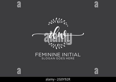 DW beauty monogram and elegant logo design handwriting logo of initial signature, wedding, fashion, floral and botanical with creative template. Stock Vector