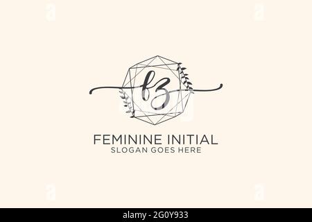 FZ beauty monogram and elegant logo design handwriting logo of initial signature, wedding, fashion, floral and botanical with creative template. Stock Vector