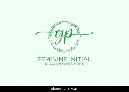 GP beauty monogram and elegant logo design handwriting logo of initial signature, wedding, fashion, floral and botanical with creative template. Stock Vector