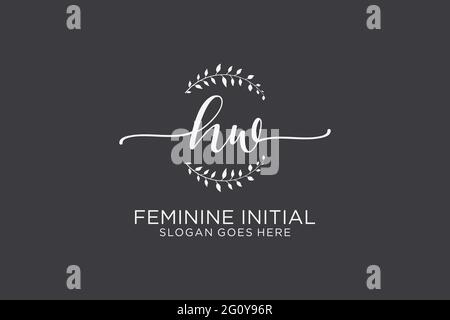 HW beauty monogram and elegant logo design handwriting logo of initial signature, wedding, fashion, floral and botanical with creative template. Stock Vector