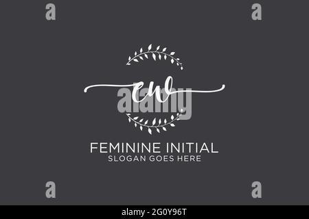 EW beauty monogram and elegant logo design handwriting logo of initial signature, wedding, fashion, floral and botanical with creative template. Stock Vector