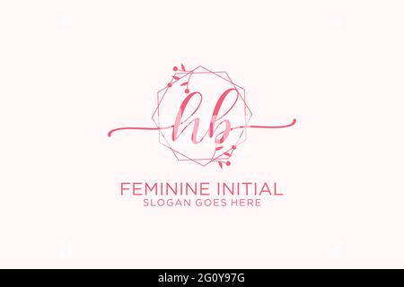 HB beauty monogram and elegant logo design handwriting logo of initial signature, wedding, fashion, floral and botanical with creative template. Stock Vector