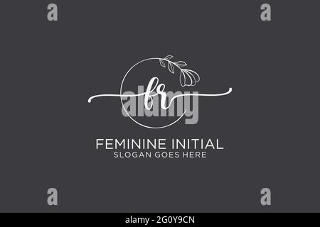 FR beauty monogram and elegant logo design handwriting logo of initial signature, wedding, fashion, floral and botanical with creative template. Stock Vector