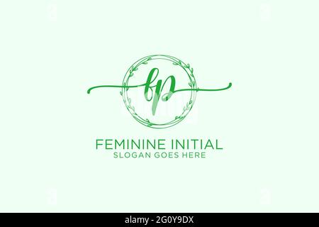FP beauty monogram and elegant logo design handwriting logo of initial signature, wedding, fashion, floral and botanical with creative template. Stock Vector