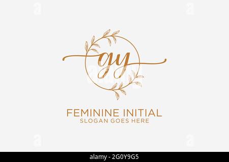 GY beauty monogram and elegant logo design handwriting logo of initial signature, wedding, fashion, floral and botanical with creative template. Stock Vector