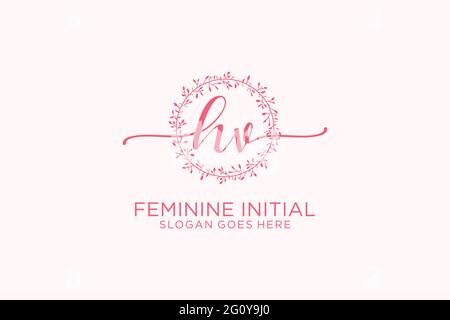 HV beauty monogram and elegant logo design handwriting logo of initial signature, wedding, fashion, floral and botanical with creative template. Stock Vector