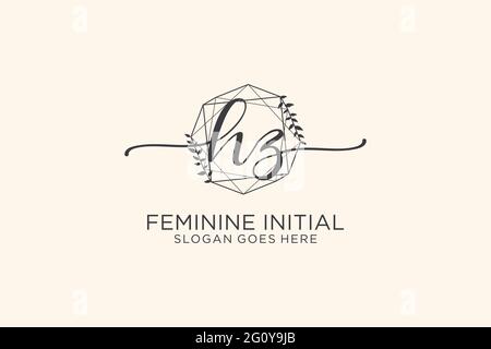 HZ beauty monogram and elegant logo design handwriting logo of initial signature, wedding, fashion, floral and botanical with creative template. Stock Vector