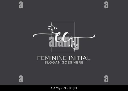 EC beauty monogram and elegant logo design handwriting logo of initial signature, wedding, fashion, floral and botanical with creative template. Stock Vector