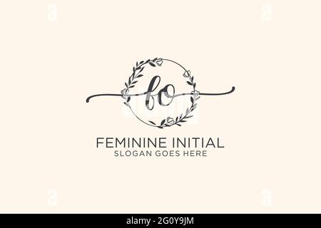 FO beauty monogram and elegant logo design handwriting logo of initial signature, wedding, fashion, floral and botanical with creative template. Stock Vector