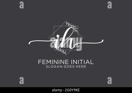 IH beauty monogram and elegant logo design handwriting logo of initial signature, wedding, fashion, floral and botanical with creative template. Stock Vector