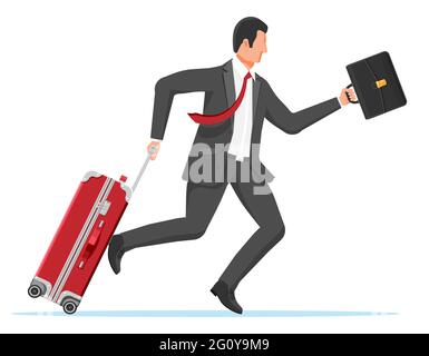 Man with Travel Bag. Tourist with Suitcase Stock Vector