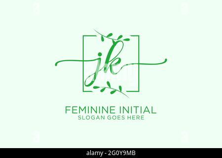 JK beauty monogram and elegant logo design handwriting logo of initial signature, wedding, fashion, floral and botanical with creative template. Stock Vector