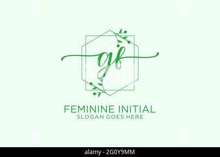 GF beauty monogram and elegant logo design handwriting logo of initial signature, wedding, fashion, floral and botanical with creative template. Stock Vector