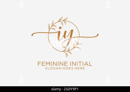 IY beauty monogram and elegant logo design handwriting logo of initial signature, wedding, fashion, floral and botanical with creative template. Stock Vector