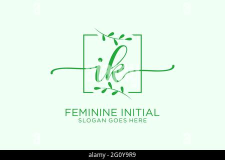 IK beauty monogram and elegant logo design handwriting logo of initial signature, wedding, fashion, floral and botanical with creative template. Stock Vector