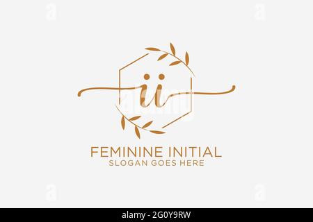 II beauty monogram and elegant logo design handwriting logo of initial signature, wedding, fashion, floral and botanical with creative template. Stock Vector