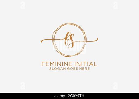 FS beauty monogram and elegant logo design handwriting logo of initial signature, wedding, fashion, floral and botanical with creative template. Stock Vector