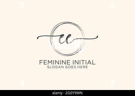 EE beauty monogram and elegant logo design handwriting logo of initial signature, wedding, fashion, floral and botanical with creative template. Stock Vector