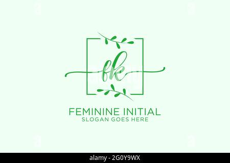 FK beauty monogram and elegant logo design handwriting logo of initial signature, wedding, fashion, floral and botanical with creative template. Stock Vector