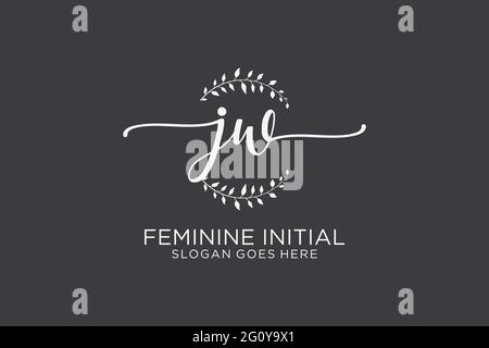 JW beauty monogram and elegant logo design handwriting logo of initial signature, wedding, fashion, floral and botanical with creative template. Stock Vector
