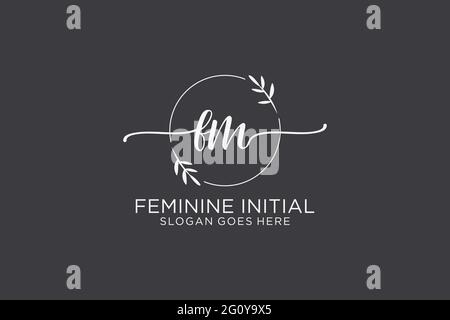 FM beauty monogram and elegant logo design handwriting logo of initial signature, wedding, fashion, floral and botanical with creative template. Stock Vector