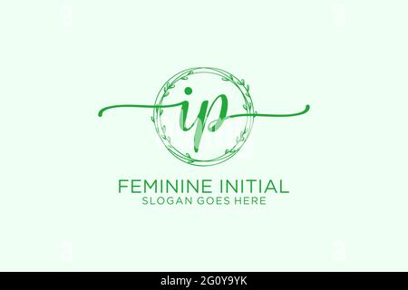 IP beauty monogram and elegant logo design handwriting logo of initial signature, wedding, fashion, floral and botanical with creative template. Stock Vector