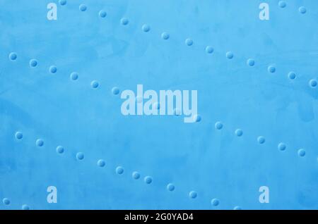 Blue metal texture with rivets. Horizontal format Stock Photo