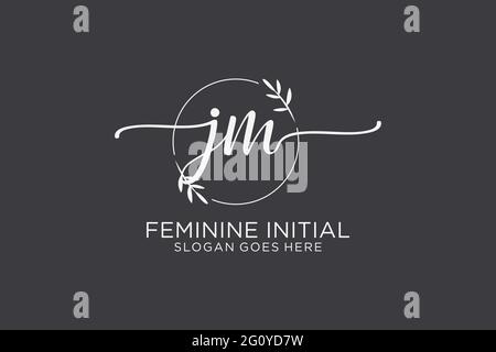 JM beauty monogram and elegant logo design handwriting logo of initial signature, wedding, fashion, floral and botanical with creative template. Stock Vector