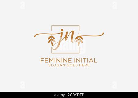 JN beauty monogram and elegant logo design handwriting logo of initial signature, wedding, fashion, floral and botanical with creative template. Stock Vector