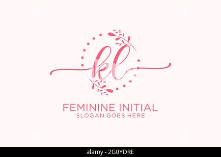 KL beauty monogram and elegant logo design handwriting logo of initial signature, wedding, fashion, floral and botanical with creative template. Stock Vector