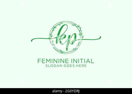 KP beauty monogram and elegant logo design handwriting logo of initial signature, wedding, fashion, floral and botanical with creative template. Stock Vector