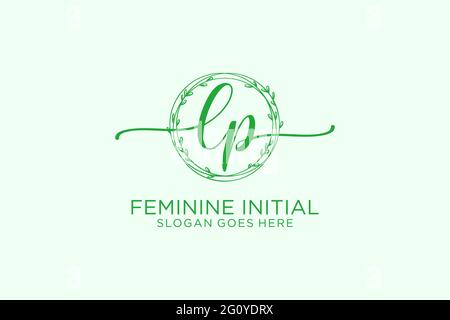 LP beauty monogram and elegant logo design handwriting logo of initial signature, wedding, fashion, floral and botanical with creative template. Stock Vector