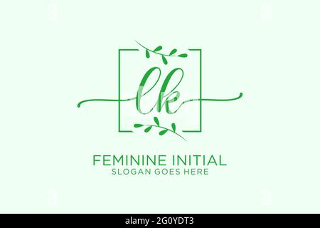 LK beauty monogram and elegant logo design handwriting logo of initial signature, wedding, fashion, floral and botanical with creative template. Stock Vector
