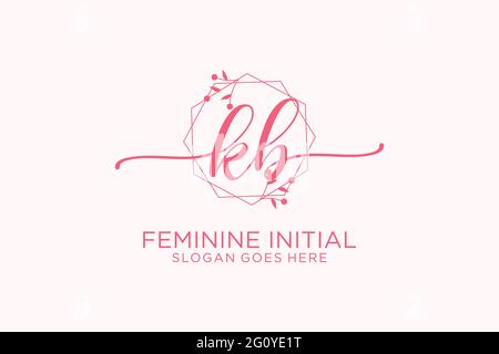 KB beauty monogram and elegant logo design handwriting logo of initial signature, wedding, fashion, floral and botanical with creative template. Stock Vector