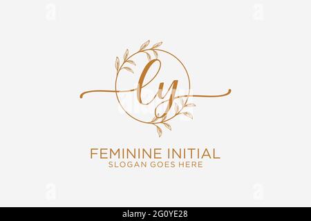 LY beauty monogram and elegant logo design handwriting logo of initial signature, wedding, fashion, floral and botanical with creative template. Stock Vector