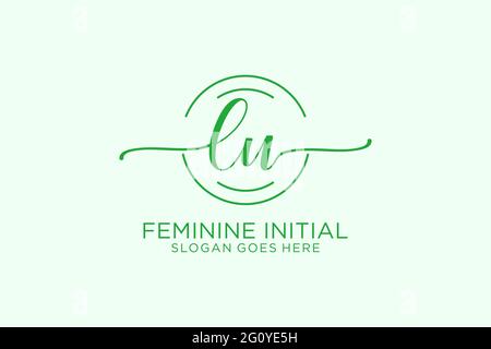 LU beauty monogram and elegant logo design handwriting logo of initial signature, wedding, fashion, floral and botanical with creative template. Stock Vector