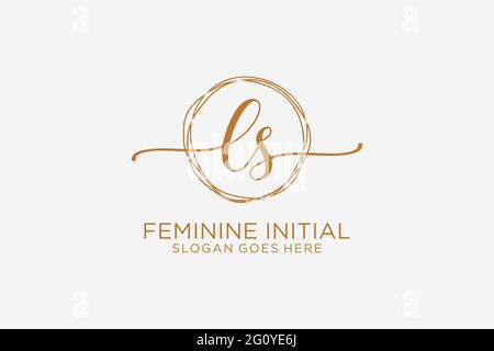 LS beauty monogram and elegant logo design handwriting logo of initial signature, wedding, fashion, floral and botanical with creative template. Stock Vector