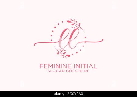 LL beauty monogram and elegant logo design handwriting logo of initial signature, wedding, fashion, floral and botanical with creative template. Stock Vector