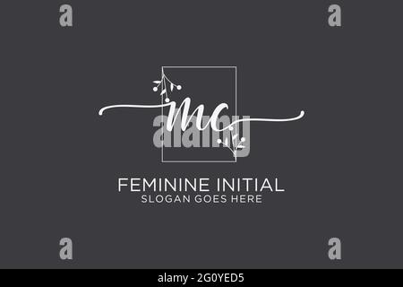 MC beauty monogram and elegant logo design handwriting logo of initial signature, wedding, fashion, floral and botanical with creative template. Stock Vector
