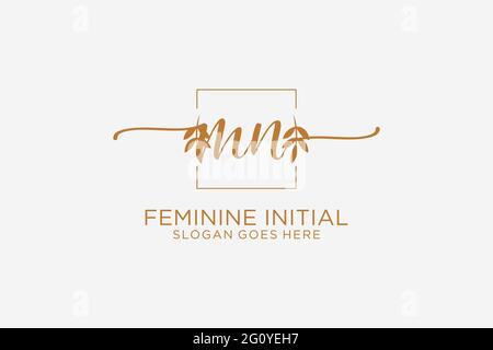 MN beauty monogram and elegant logo design handwriting logo of initial signature, wedding, fashion, floral and botanical with creative template. Stock Vector