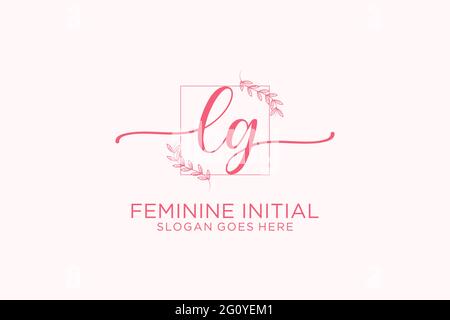 LG beauty monogram and elegant logo design handwriting logo of initial signature, wedding, fashion, floral and botanical with creative template. Stock Vector