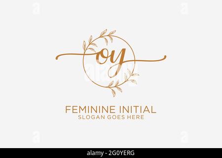 OY beauty monogram and elegant logo design handwriting logo of initial signature, wedding, fashion, floral and botanical with creative template. Stock Vector