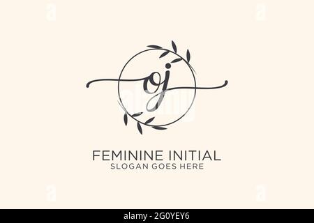 OJ beauty monogram and elegant logo design handwriting logo of initial signature, wedding, fashion, floral and botanical with creative template. Stock Vector