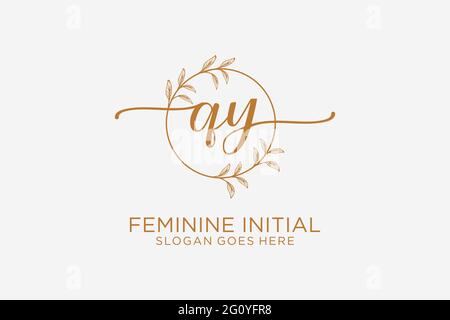 QY beauty monogram and elegant logo design handwriting logo of initial signature, wedding, fashion, floral and botanical with creative template. Stock Vector