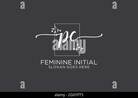 PC beauty monogram and elegant logo design handwriting logo of initial signature, wedding, fashion, floral and botanical with creative template. Stock Vector