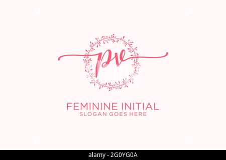 PV beauty monogram and elegant logo design handwriting logo of initial signature, wedding, fashion, floral and botanical with creative template. Stock Vector