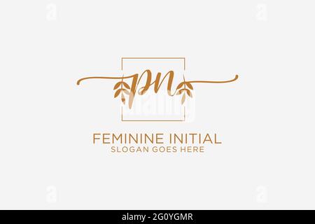 PN beauty monogram and elegant logo design handwriting logo of initial signature, wedding, fashion, floral and botanical with creative template. Stock Vector