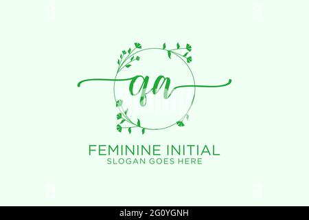 QA beauty monogram and elegant logo design handwriting logo of initial signature, wedding, fashion, floral and botanical with creative template. Stock Vector