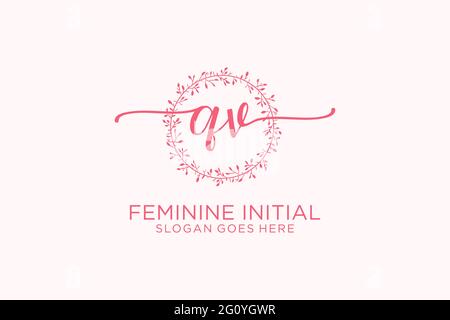 QV beauty monogram and elegant logo design handwriting logo of initial signature, wedding, fashion, floral and botanical with creative template. Stock Vector